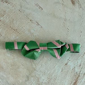 Crewcuts Boys Stripe Silk Bow Tie Green and Silver or Grey Size Large to XL